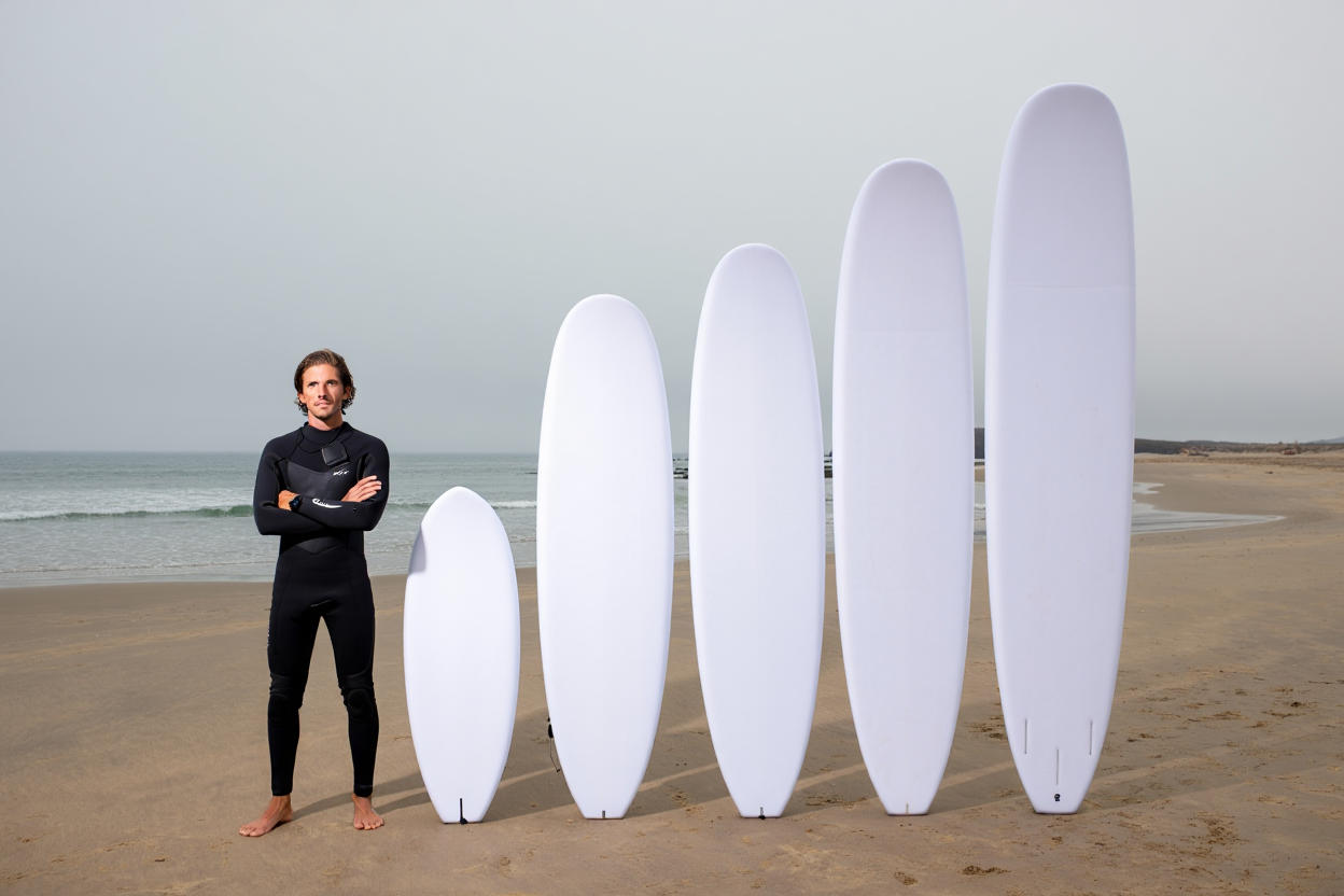 Comparaison de tailles de planches de surf